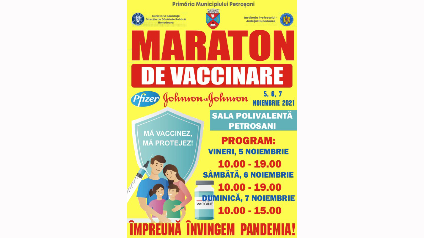 Sub semnul lui 3: 3 zile, 3 „maratoane de vaccinare”, in 3 municipii hunedorene