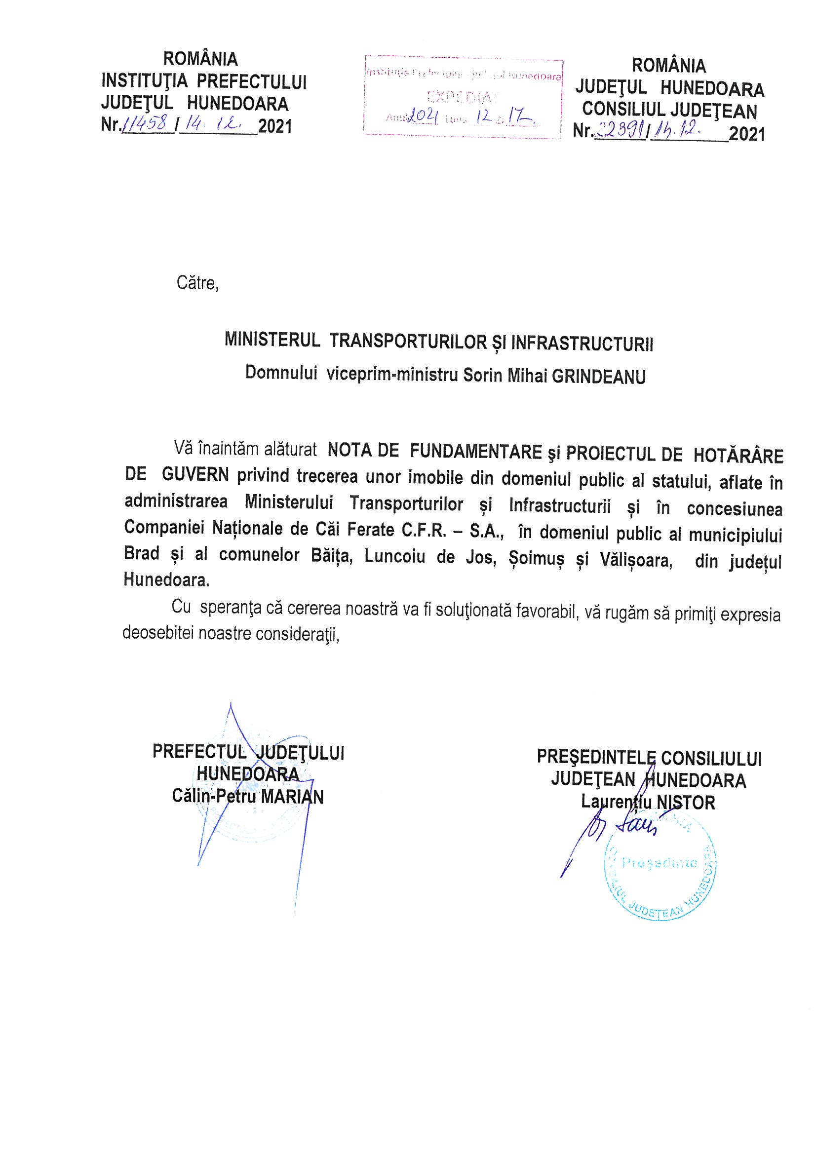 Demersuri institutionale pentru modificarea regimului juridic al caii ferate Brad – Paulis Lunca