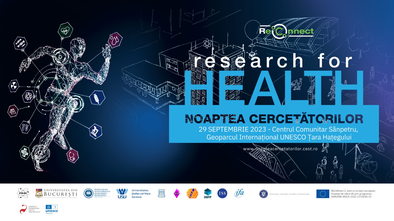 Noaptea cercetatorilor 2023 in Geoparc. Evenimente care promoveaza aplicatiile cercetarii pentru sanatate, in 20 de locatii din tara