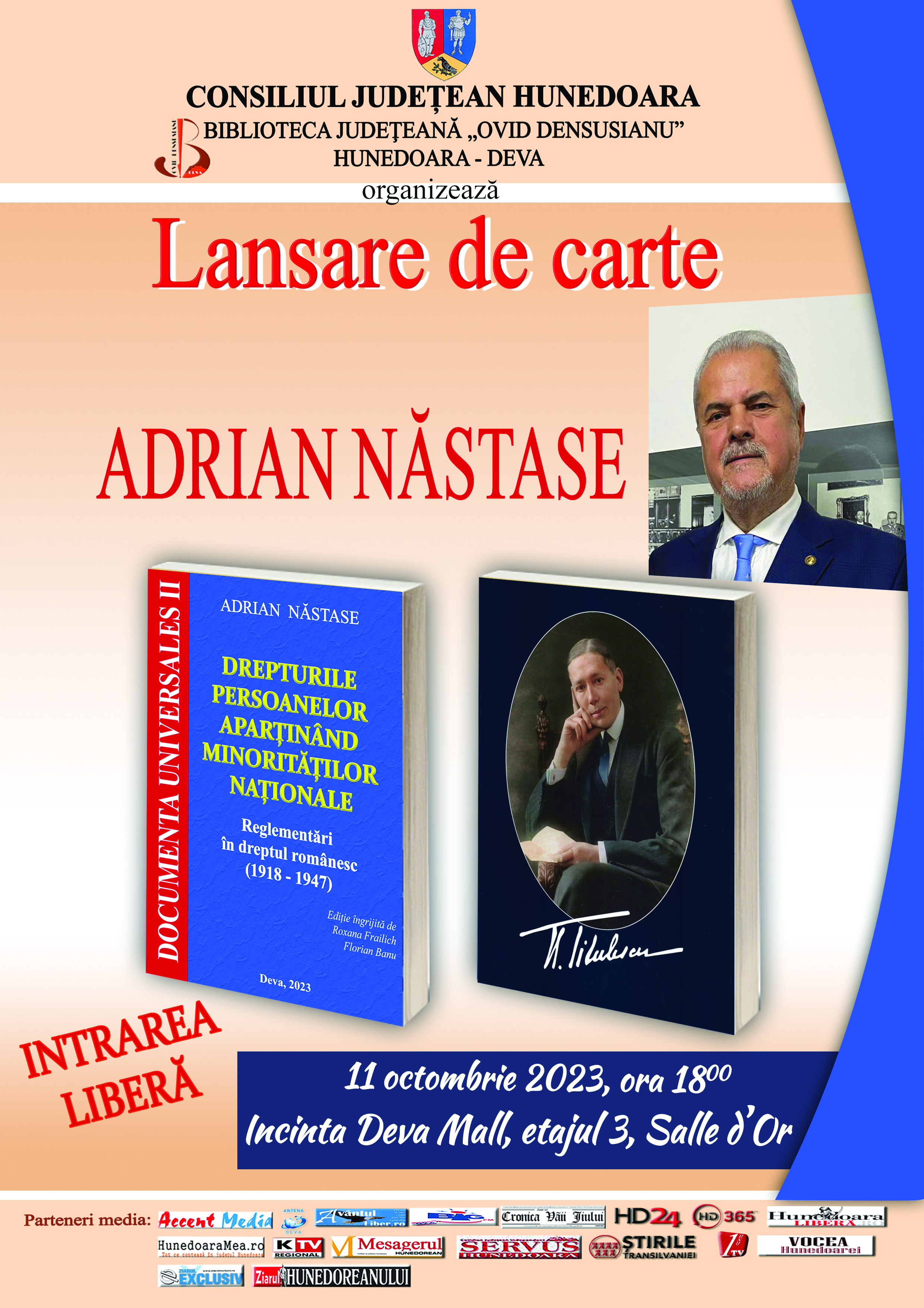 La Salonul Hunedorean al Cartii, Adrian Nastase – oaspetele Consiliului Judetean Hunedoara!