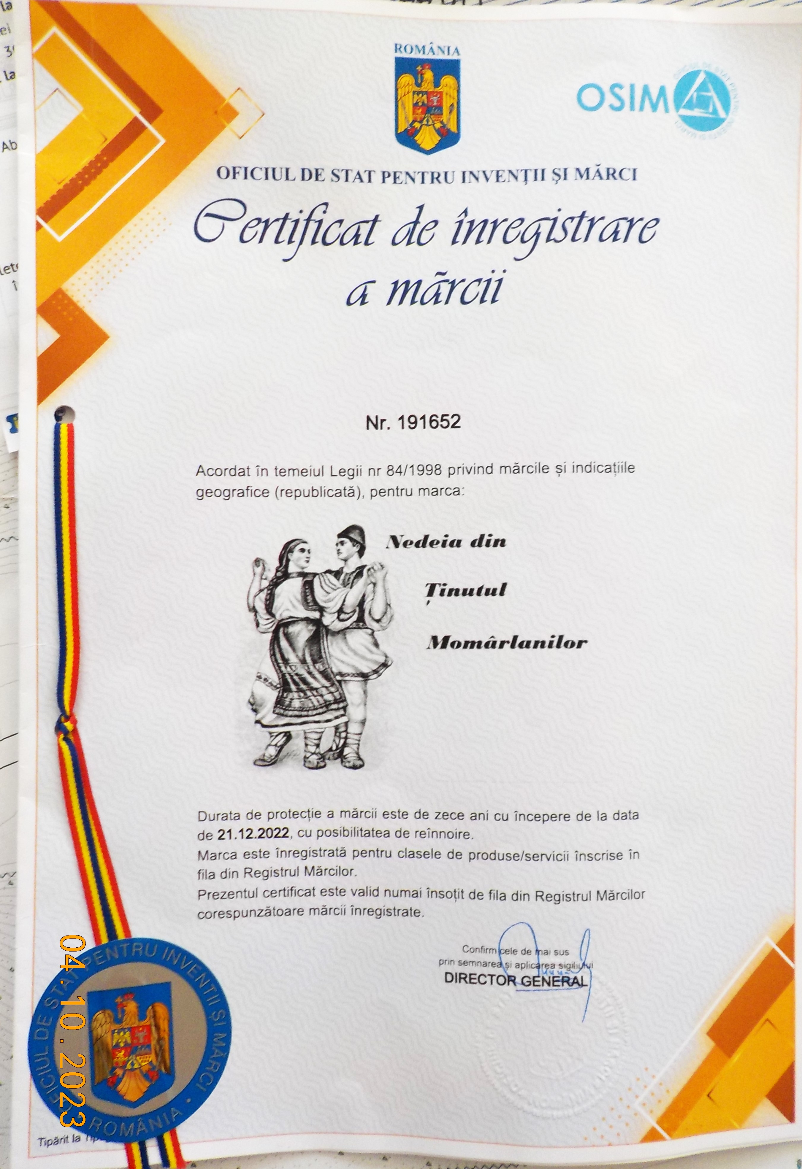 Uricani. Marca inregistrata cu drept de utilizare in exclusivitate