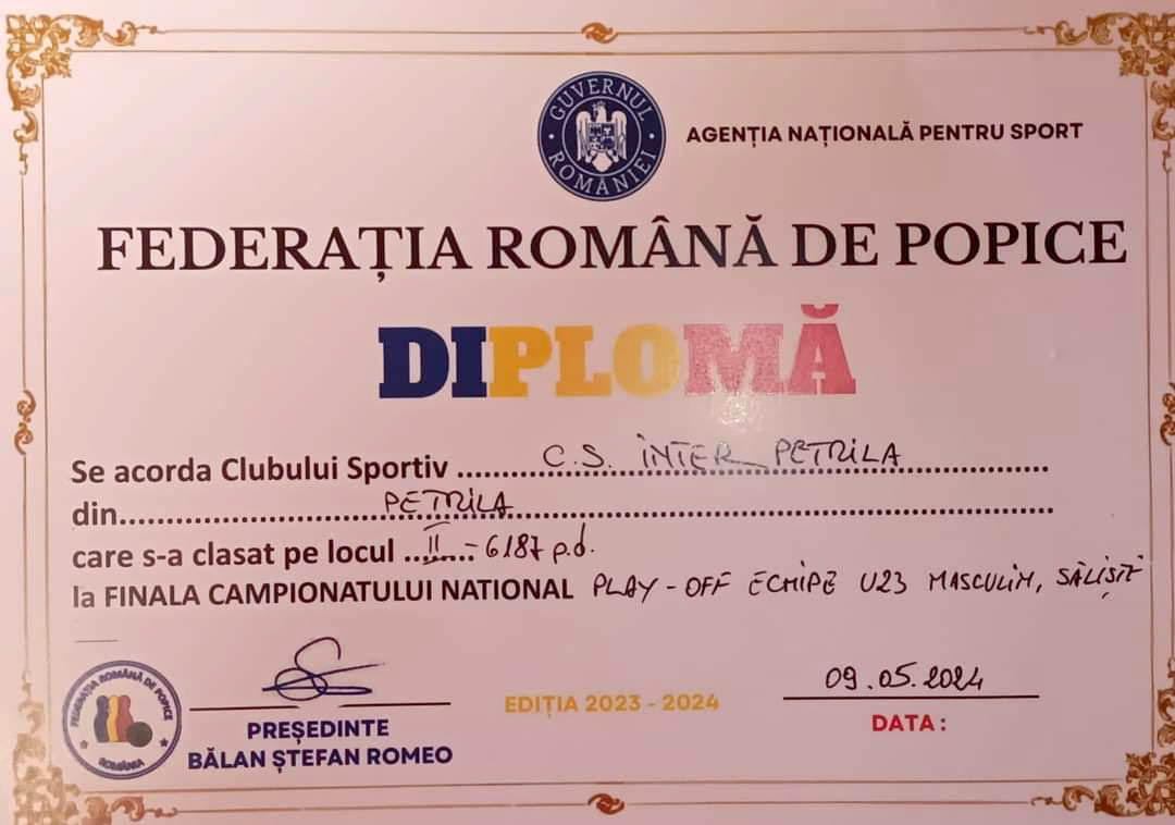 Popice. U23. Petrilenii - vicecampioni nationali