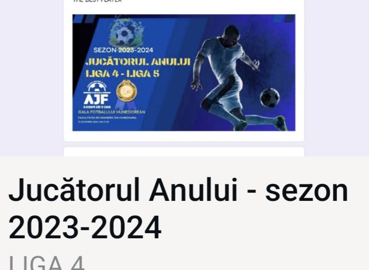 Liga 4 / AJF Hunedoara organizeaza votul pentru Jucatorul Anului