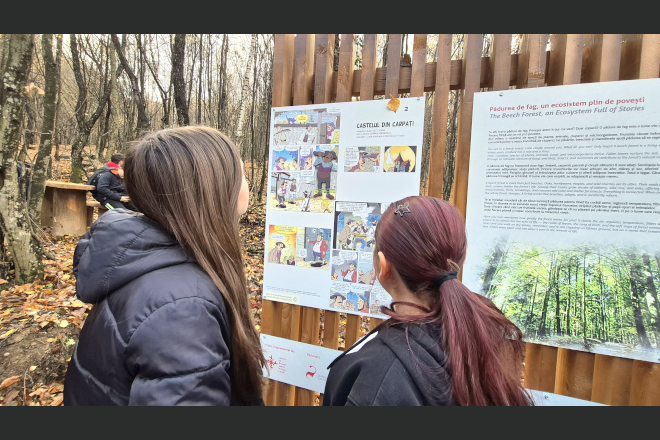 Prima poteca tematica din Romania cu banda desenata, inaugurata in Geoparcul International UNESCO Tara Hategului