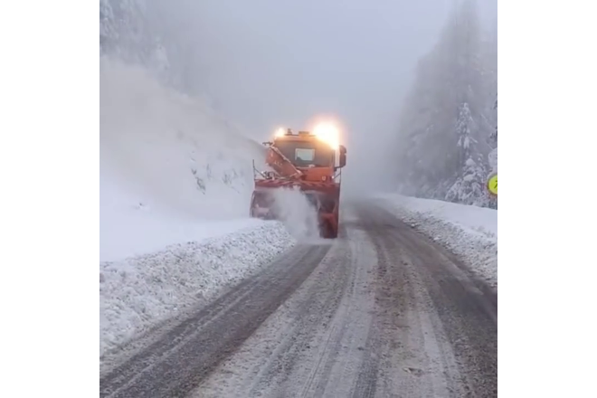 DN 7A - inzapezit. Mobilizare totala pentru deszapezire