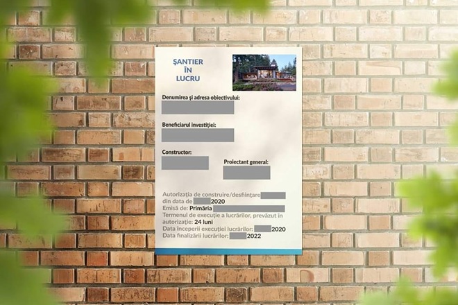 Model panou santier. Exemplu de panou pentru identificarea investitiei