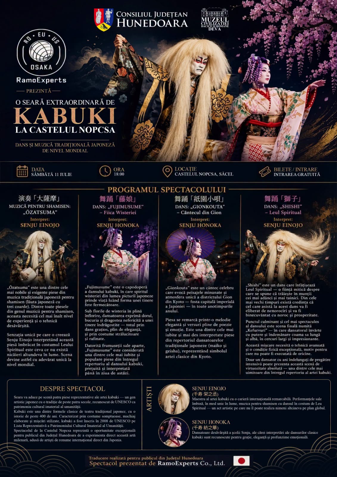 Spectacol de teatru si dans traditional japonez Kabuki, in premiera la Castelul Nopcsa 