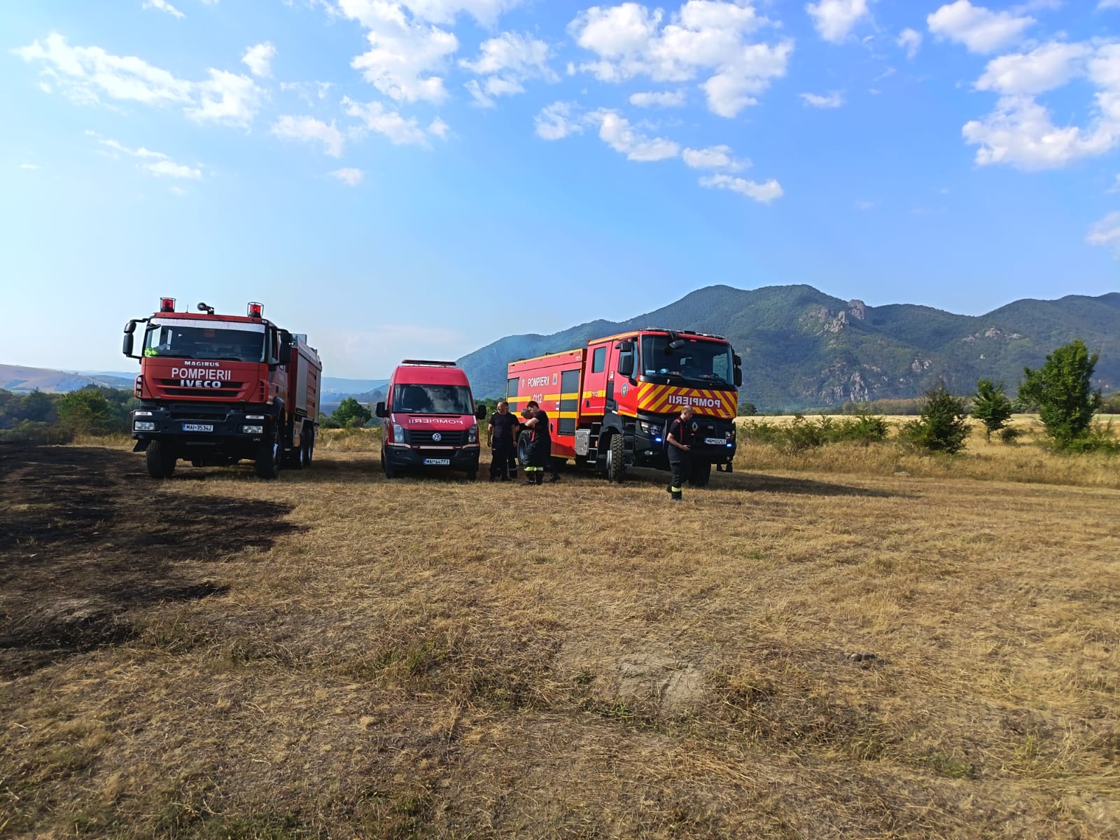 Incendii de amploare in judet. Zeci de hectare de vegetatie au fost mistuite de flacari
