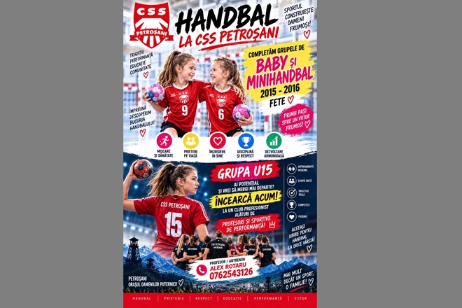 Handbal. CSS Petrosani isi mareste echipa si cauta noi talente