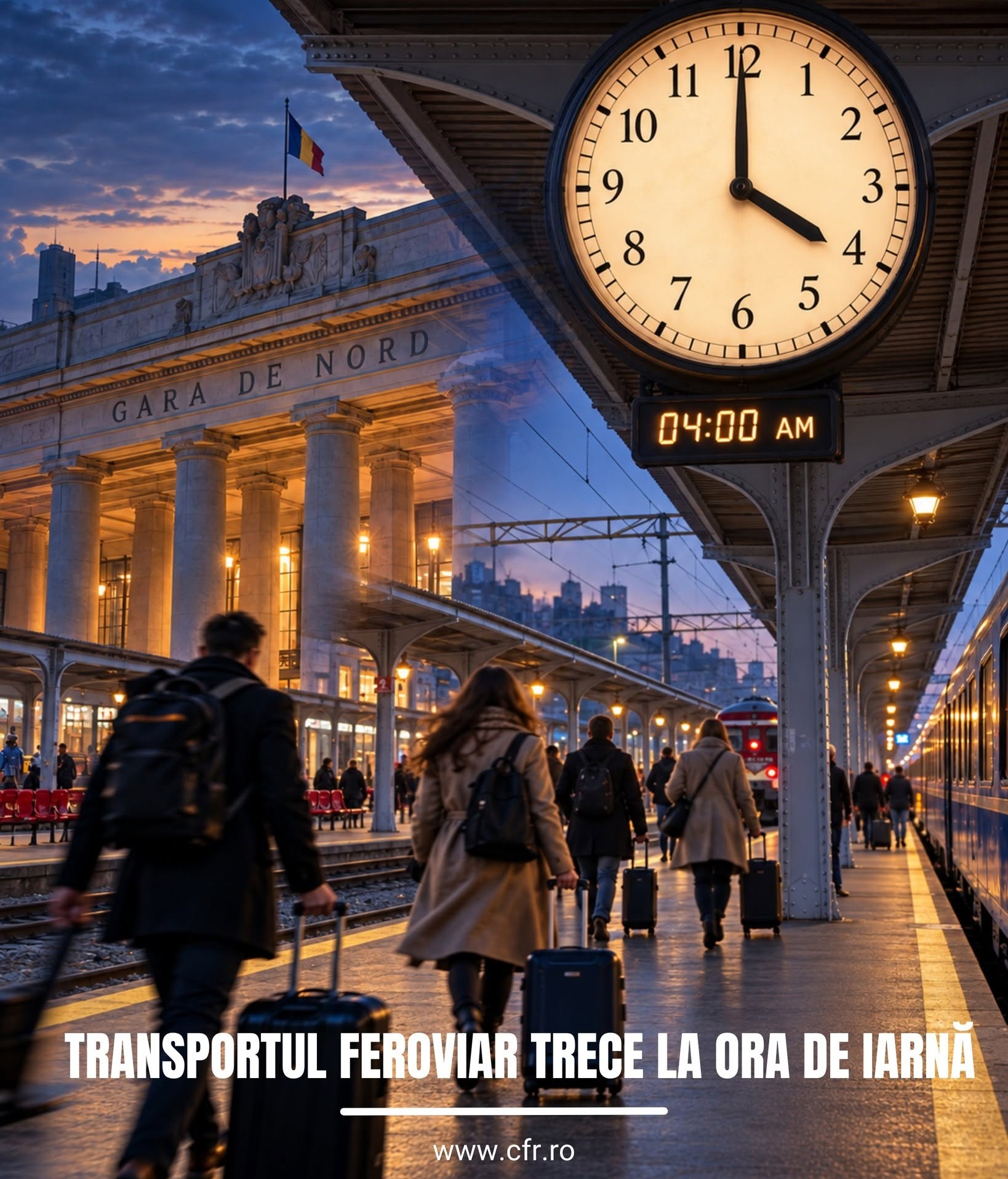 Romania trece la ora de iarna. CFR anunta ca mersul trenurilor nu va fi modificat
